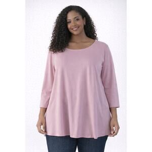 Belle by Kim Gravel Purple/Blush Long Sleeve Tunic Top 3X Stretch NWOT